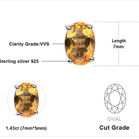 💛 1.43ct Citrine Earrings - 925 Sterling Silver - Picture 5 of 6